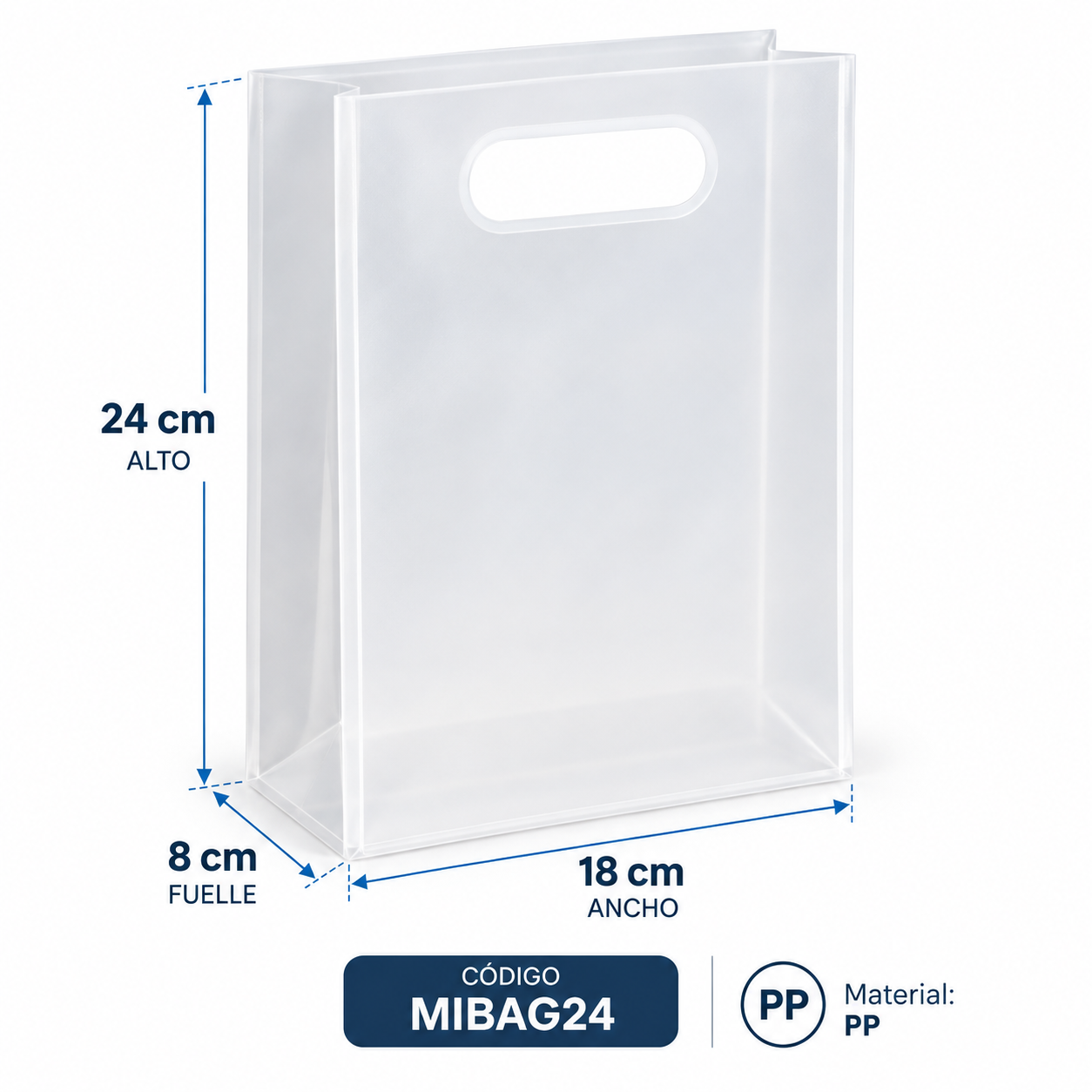 Bolsa traslúcida PP 18x8x24 cm para regalos vista 2