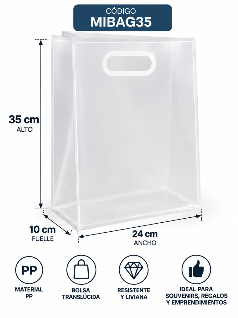 Bolsa traslúcida PP 18x10x35 cm para regalos
