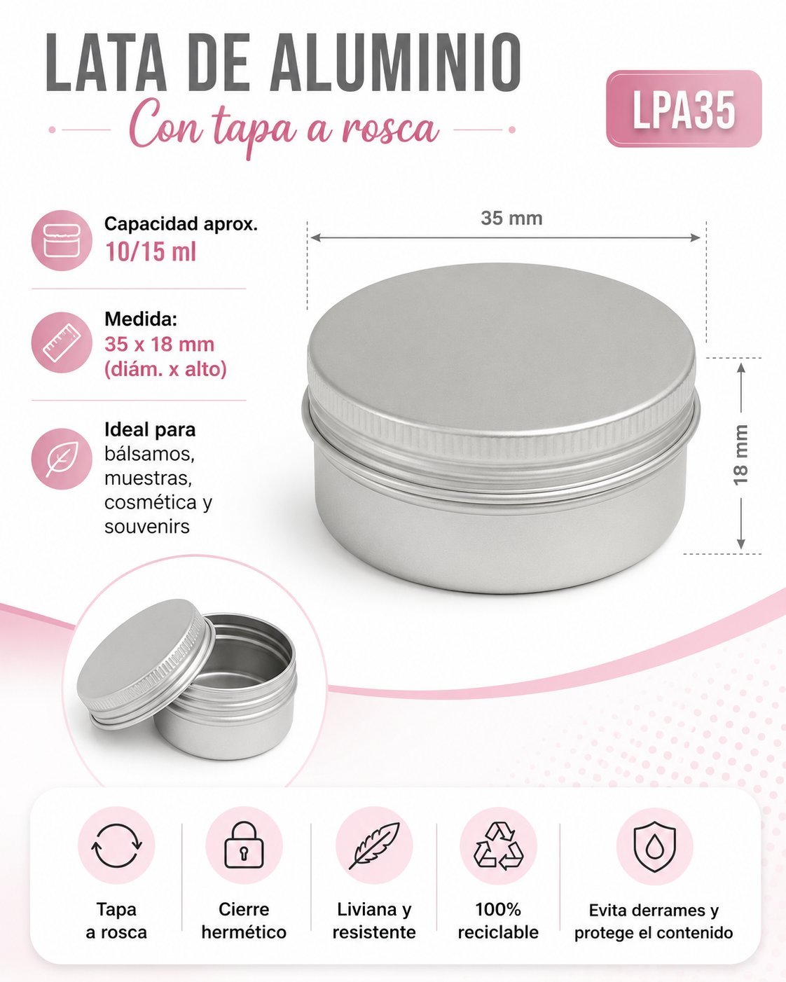 Lata de Aluminio 35×18mm (15ml aprox.)