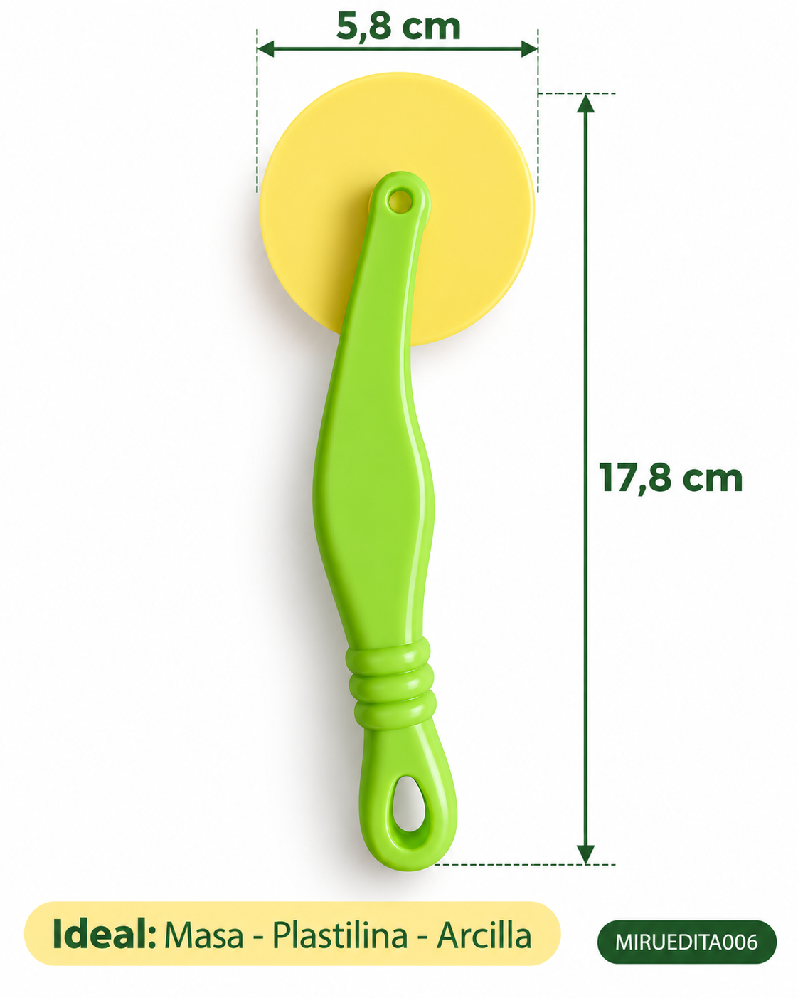 Ruedita cortante 17,8 cm para masa y plastilina