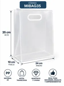 Bolsa traslúcida PP 18x10x35 cm para regalos