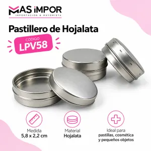 Lata pastillero de hojalata Medida 5.8x2.2cm