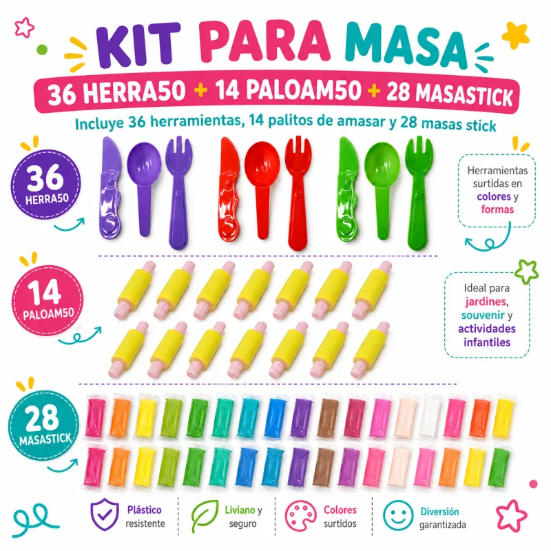 Kit de Juego de Masas super completo para 14 niños